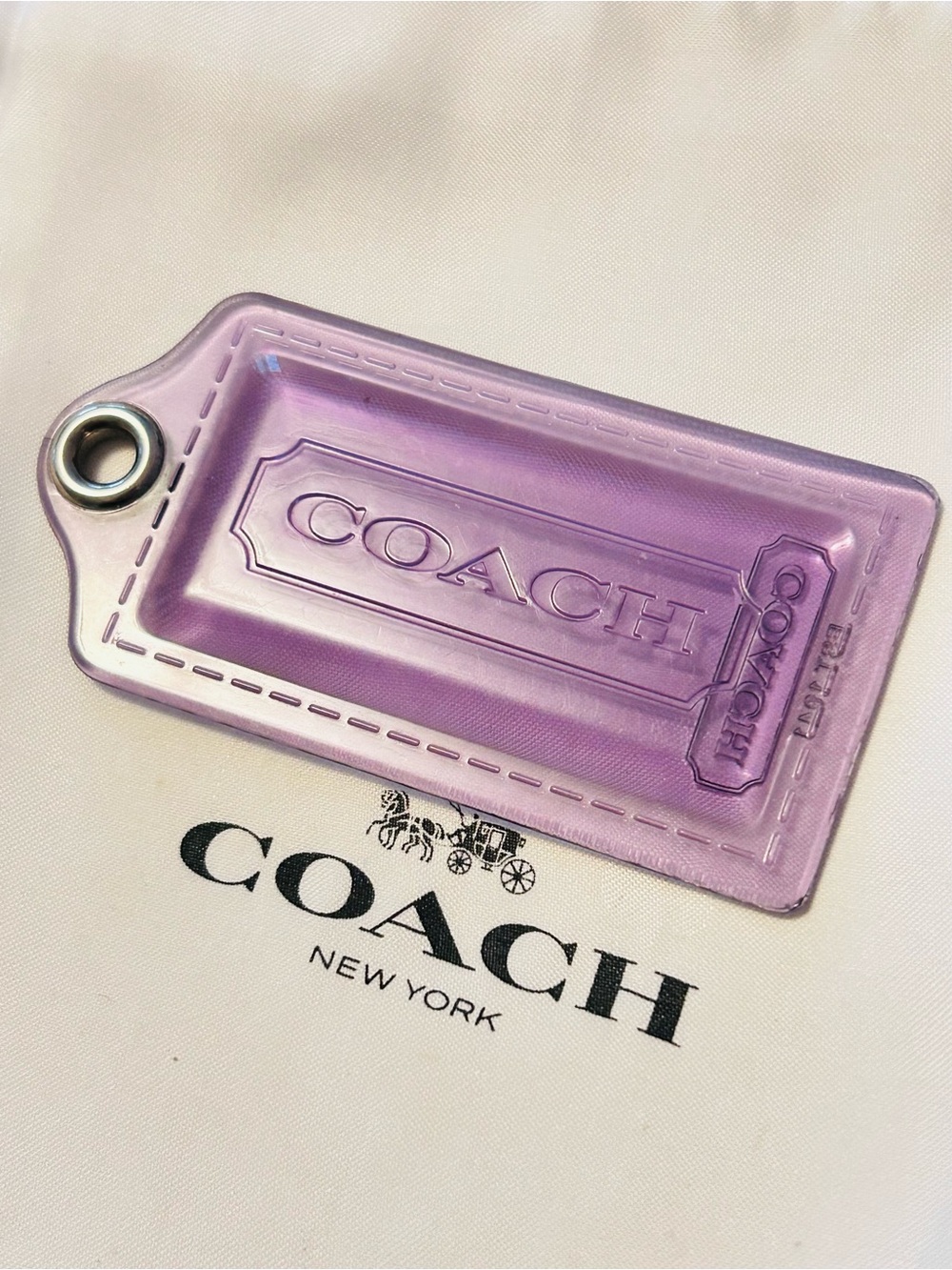 Coach Purple Signature Tag Keychain/ Bag Charm